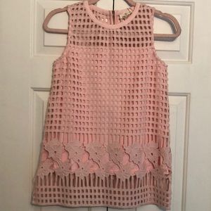 Pretty Pink Open Work Tunic Dress Exposed Zipper